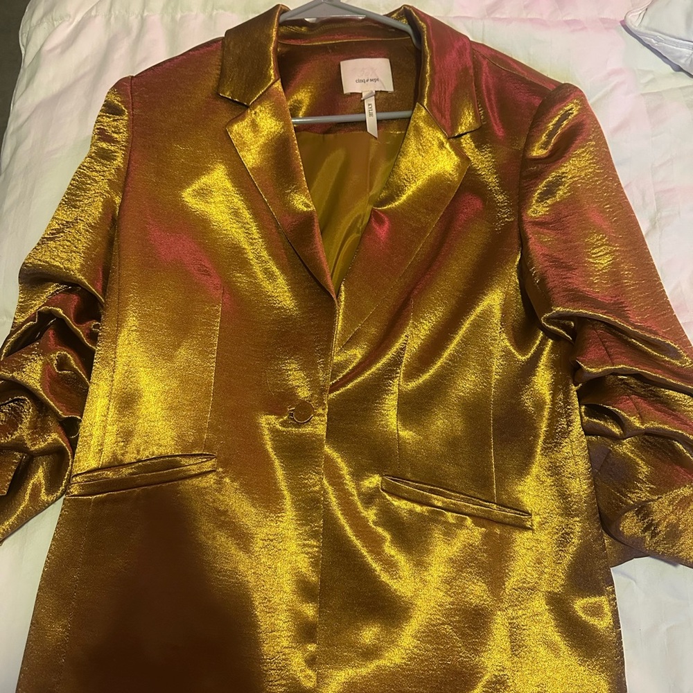 Cinq à Sept Metallic Gold Blazer
